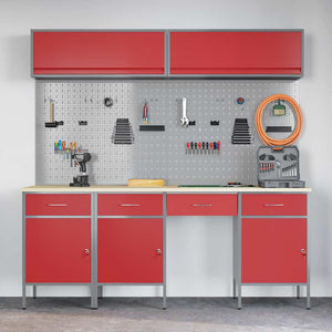 Werkstattschrank Set mit Schubladen Rot