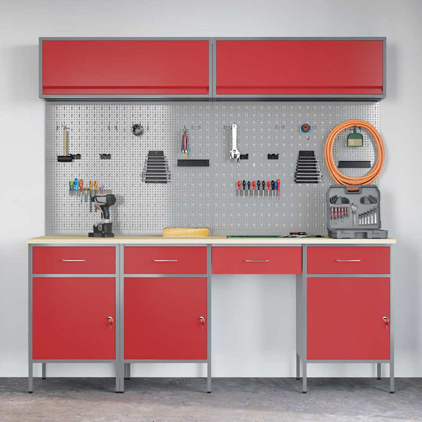 Werkstattschrank Set mit Schubladen Rot