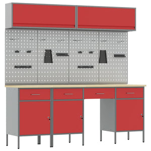 Werkstattschrank Set mit Schubladen Rot