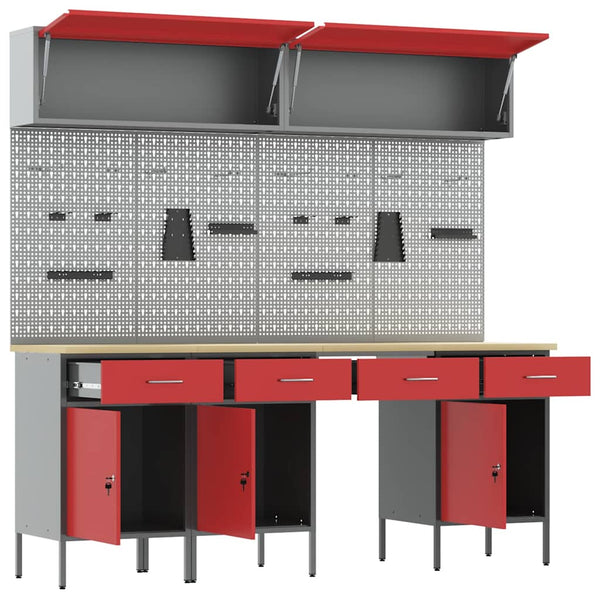 Werkstattschrank Set mit Schubladen Rot
