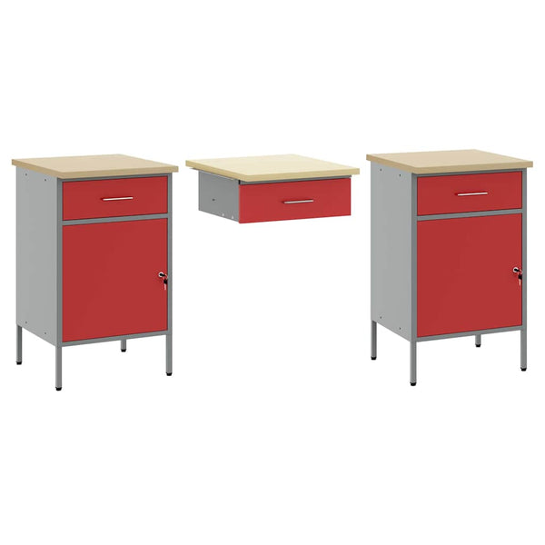 Werkstattschrank Set mit Schubladen Rot