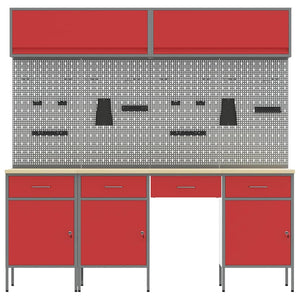 Werkstattschrank Set mit Schubladen Rot