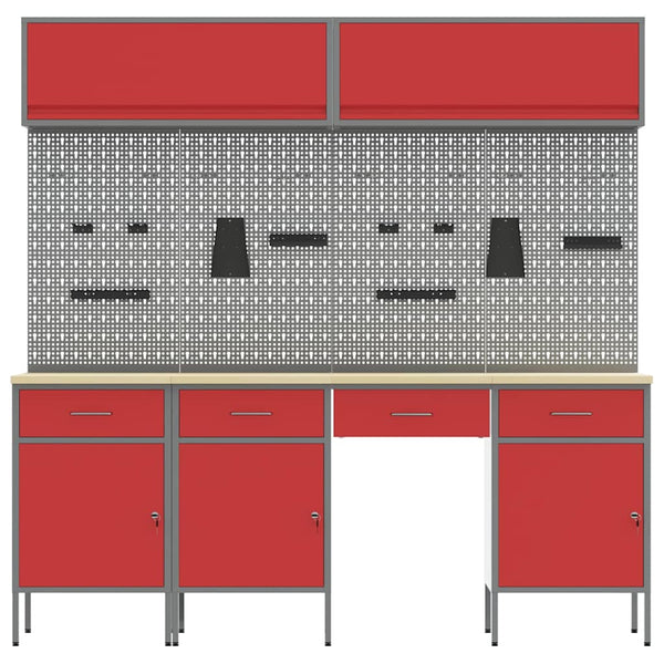Werkstattschrank Set mit Schubladen Rot