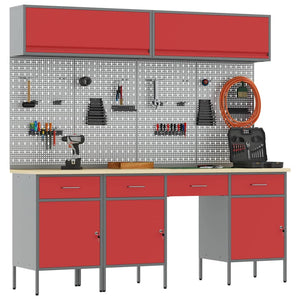 Werkstattschrank Set mit Schubladen Rot