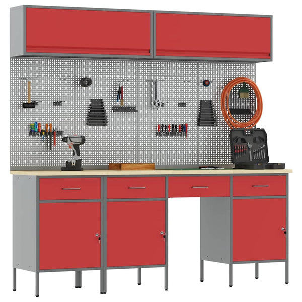 Werkstattschrank Set mit Schubladen Rot