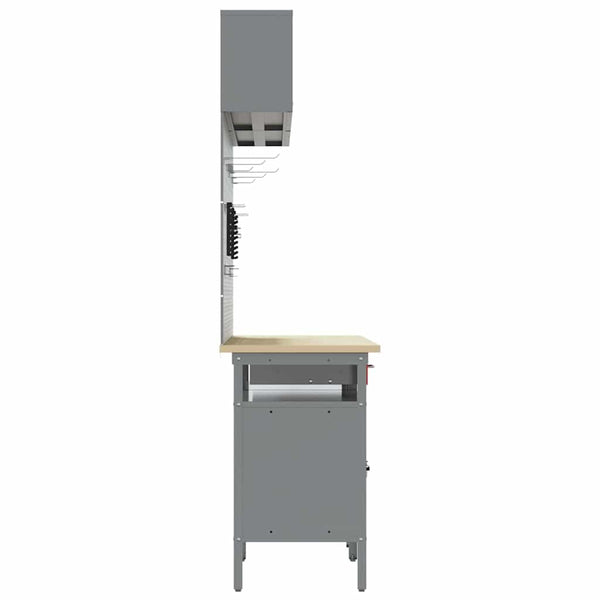 Werkbank Set 8-teilig Stahl Rot/Grau