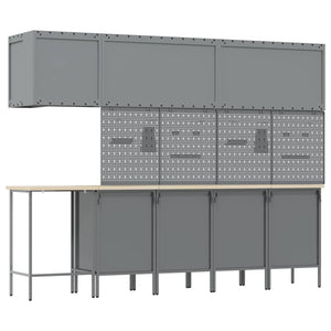 Werkstattschrank Set mit Schubladen Rot/Grau