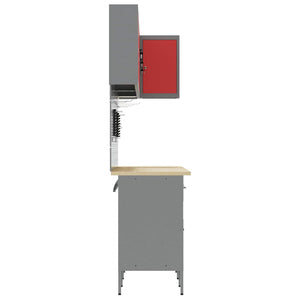 Werkstattschrank Set mit Schubladen Rot/Grau