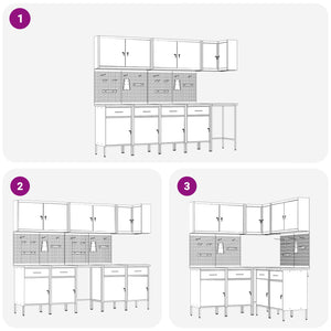 Werkstattschrank Set mit Schubladen Rot/Grau