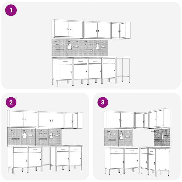 Werkstattschrank Set mit Schubladen Rot/Grau