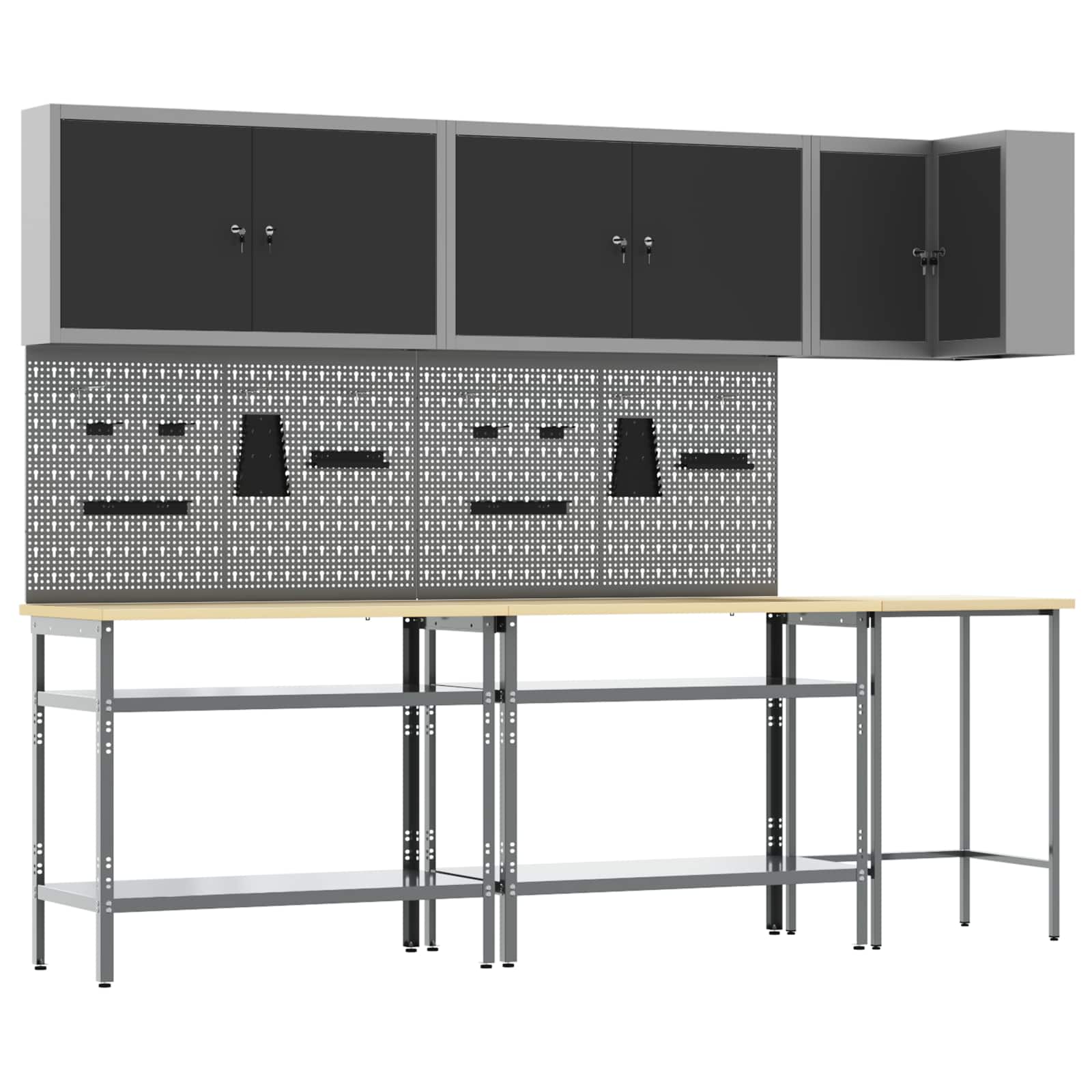 Werkstattschrank Set mit Regal, abschließbar, 10-teilig