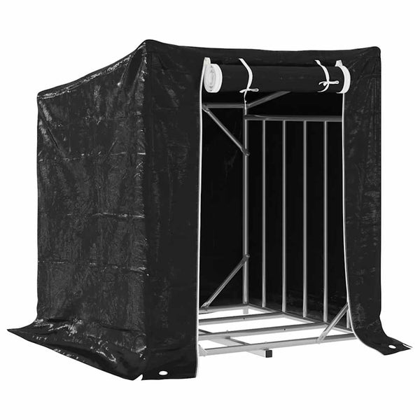 Brennholzregal mit Regenschutz Verzinkt