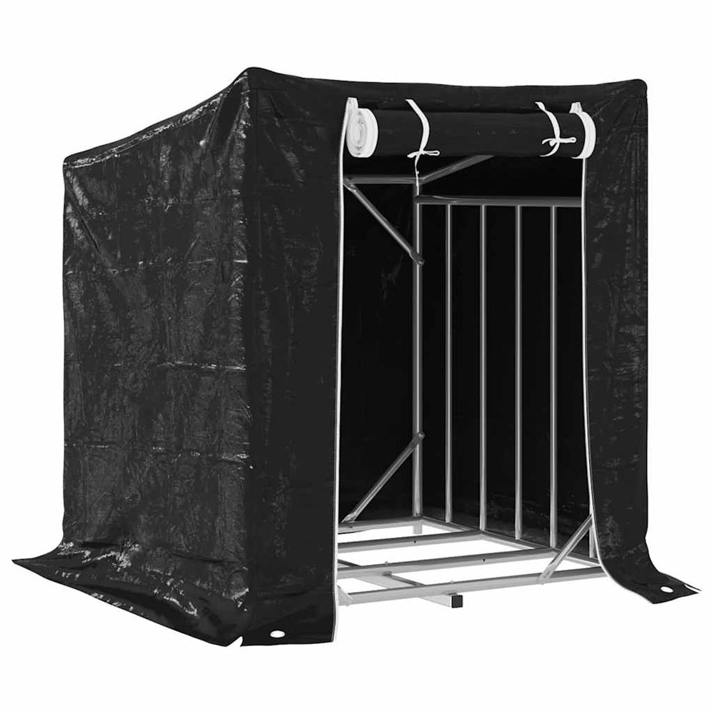 Brennholzregal mit Regenschutz