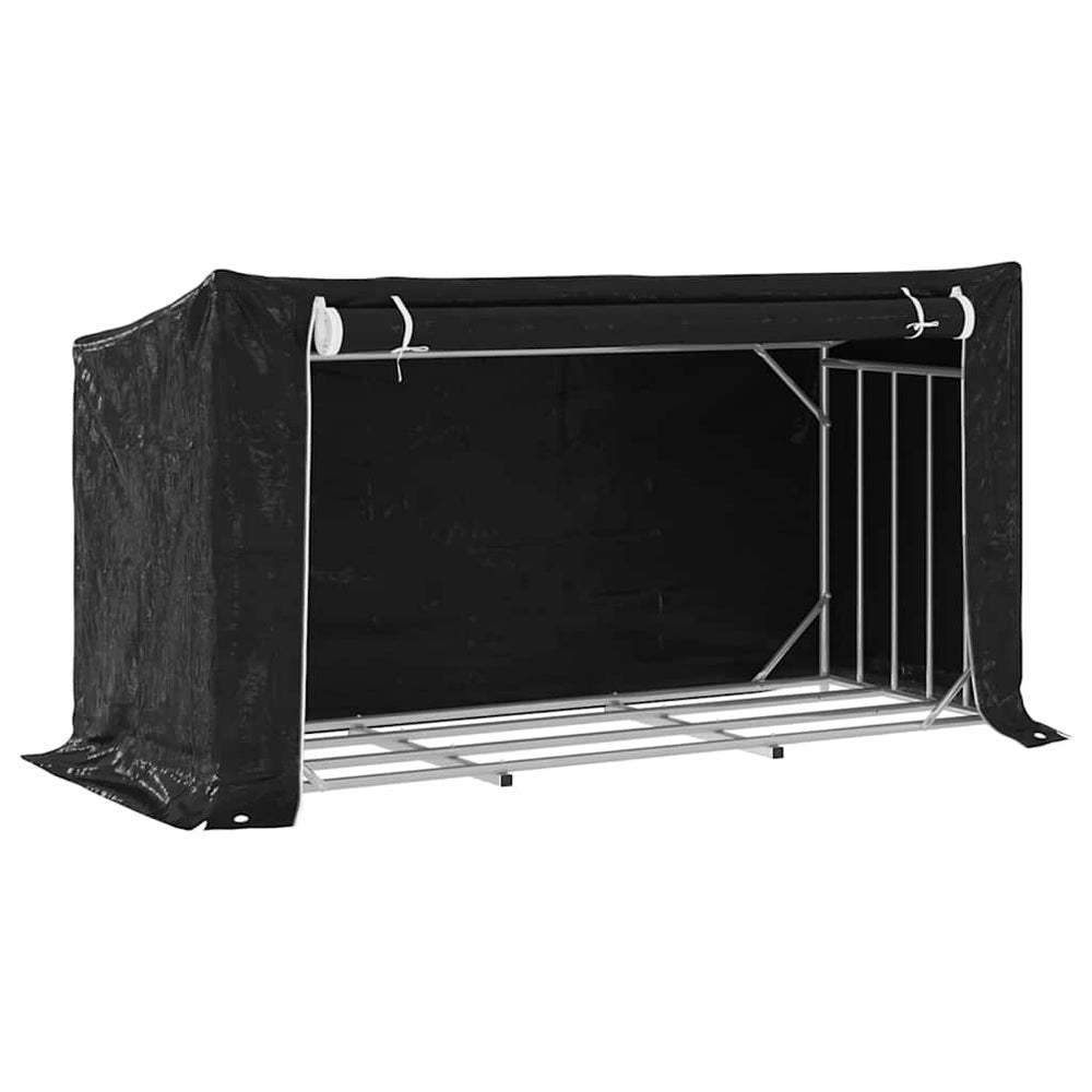 Brennholzregal mit Regenschutz