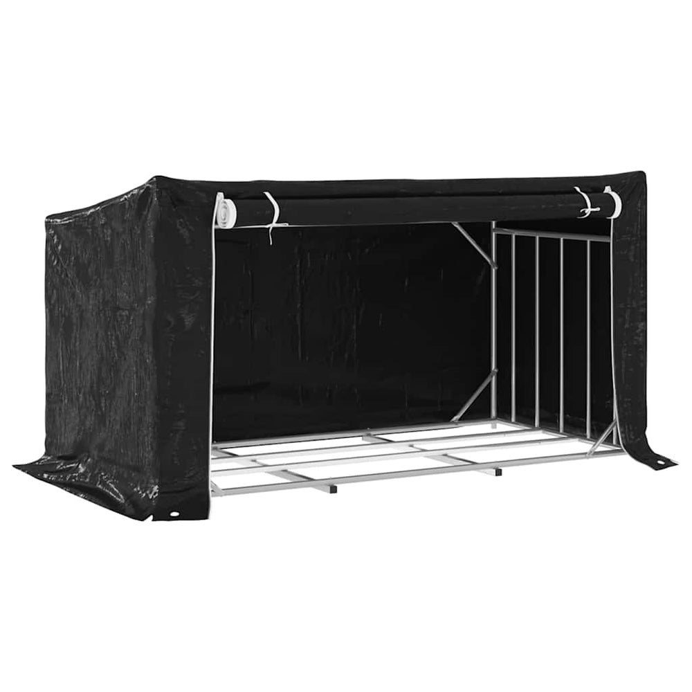 Brennholzregal mit Regenschutz