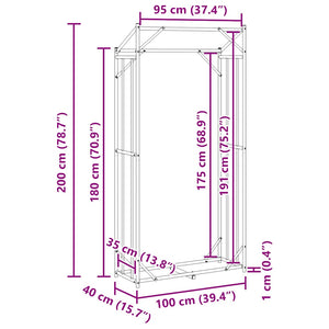 Brennholzregal mit Regenschutz Verzinkt 100x200cm
