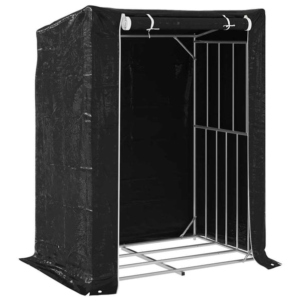 Brennholzregal mit Regenschutz Verzinkter Stahl 150x100x200 cm