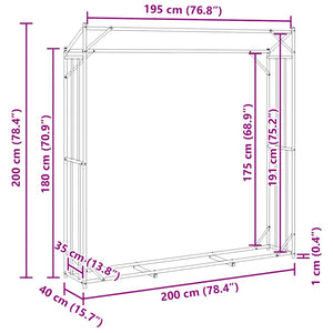 Brennholzregal mit Regenschutz Verzinkt 200x200 cm