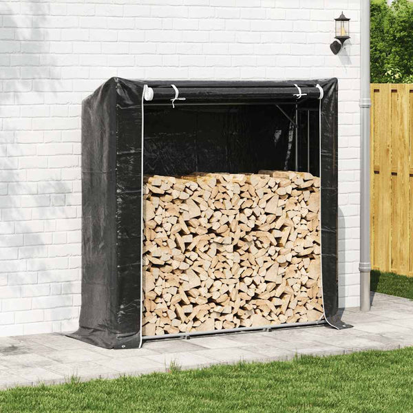 Brennholzregal mit Regenschutz Verzinkt 200cm