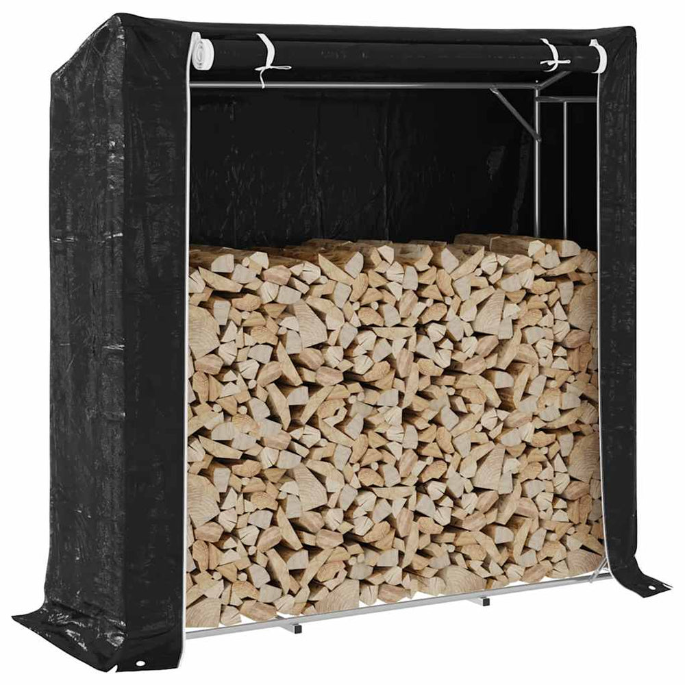 Brennholzregal mit Regenschutz Verzinkt 200cm