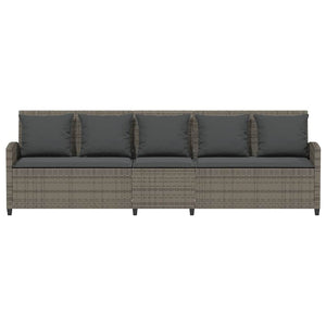 5-Sitzer Gartensofa Grau Poly Rattan mit Kissen