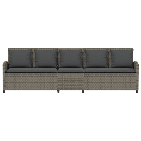 5-Sitzer Gartensofa Grau Poly Rattan mit Kissen