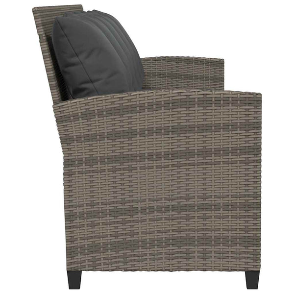 5-Sitzer Gartensofa Grau Poly Rattan mit Kissen