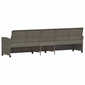 5-Sitzer Gartensofa Grau Poly Rattan mit Kissen