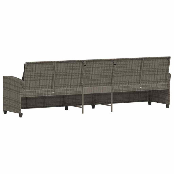 5-Sitzer Gartensofa Grau Poly Rattan mit Kissen