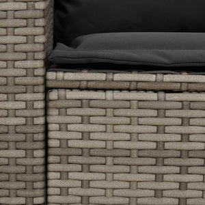 5-Sitzer Gartensofa Grau Poly Rattan mit Kissen
