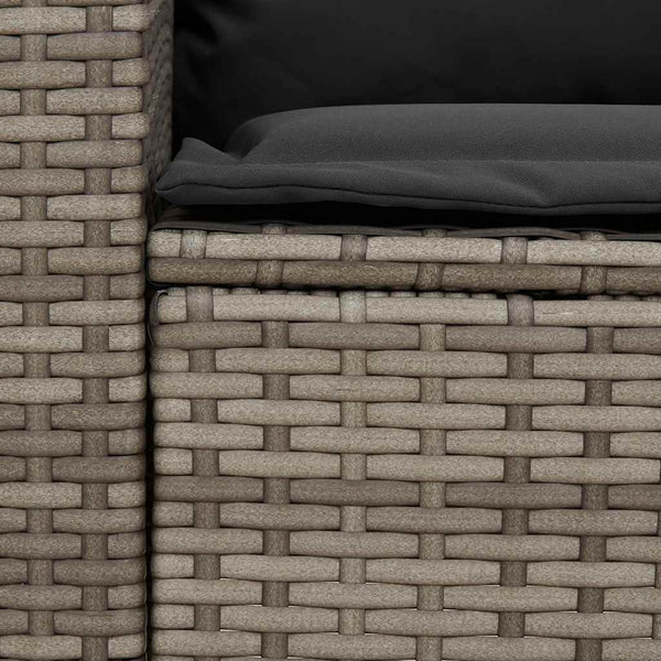 5-Sitzer Gartensofa Grau Poly Rattan mit Kissen