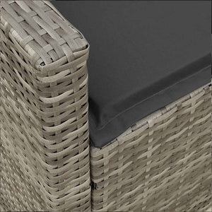 5-Sitzer Gartensofa Grau Poly Rattan mit Kissen
