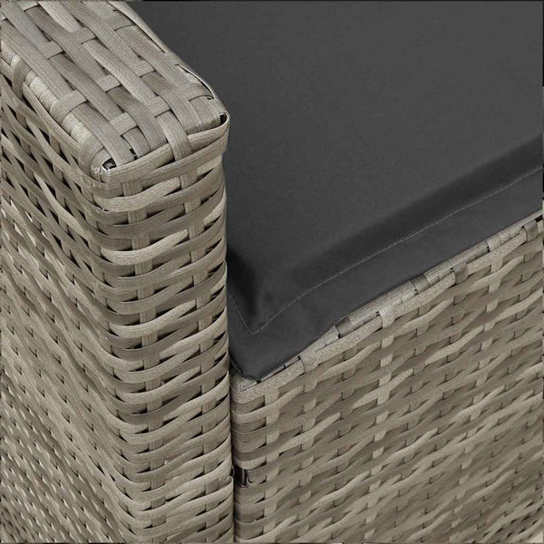 5-Sitzer Gartensofa Grau Poly Rattan mit Kissen