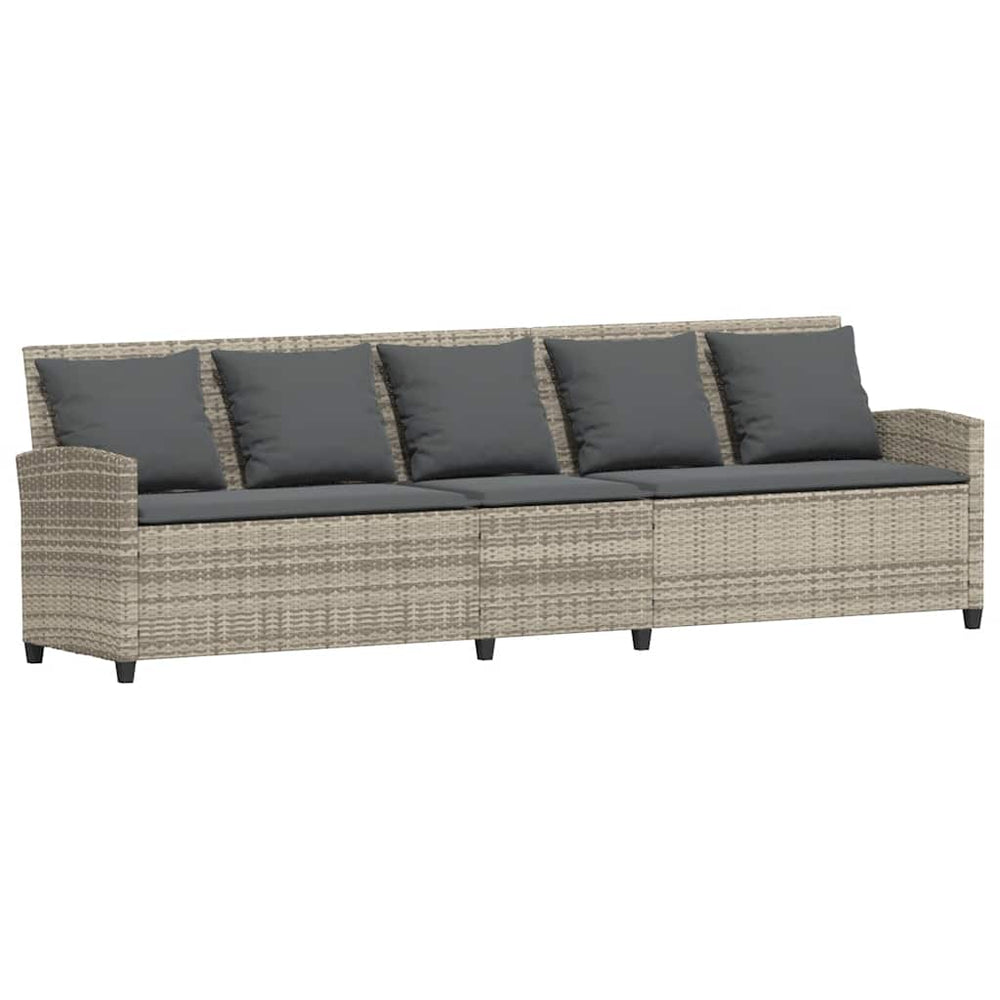 5-Sitzer Gartensofa Hellgrau Poly Rattan