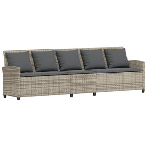 5-Sitzer Gartensofa Hellgrau Poly Rattan