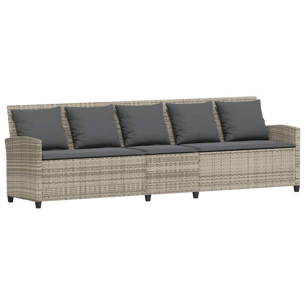5-Sitzer Gartensofa Hellgrau Poly Rattan