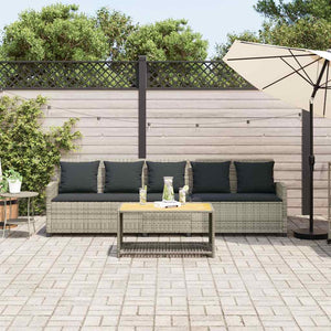 5-Sitzer Gartensofa Hellgrau Poly Rattan