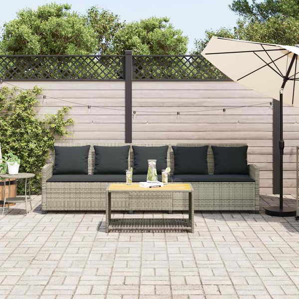 5-Sitzer Gartensofa Hellgrau Poly Rattan