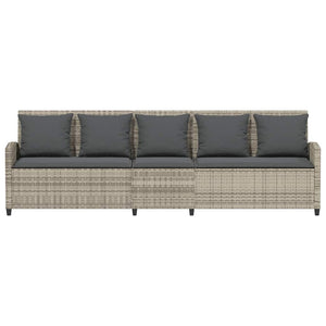 5-Sitzer Gartensofa Hellgrau Poly Rattan