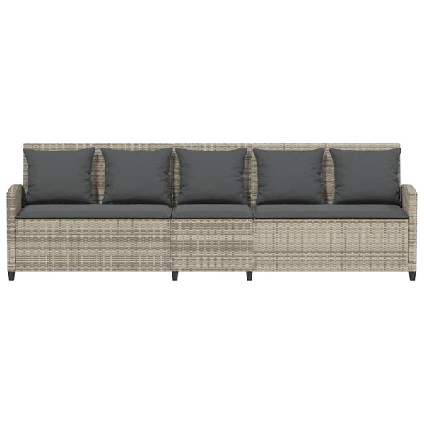 5-Sitzer Gartensofa Hellgrau Poly Rattan