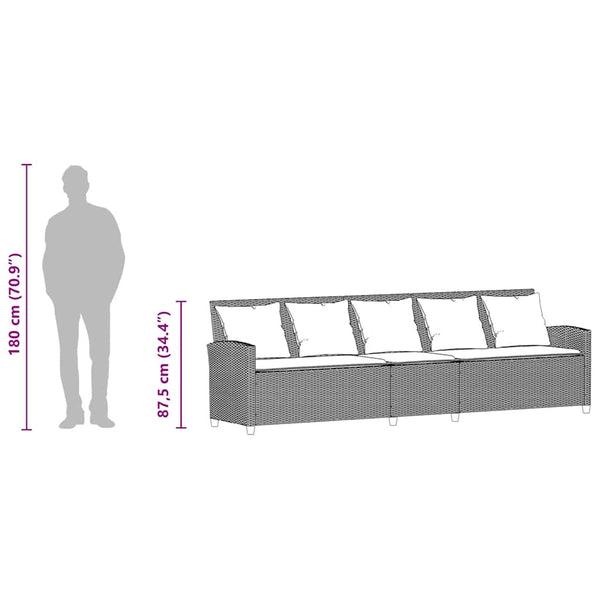 5-Sitzer Gartensofa Hellgrau Poly Rattan