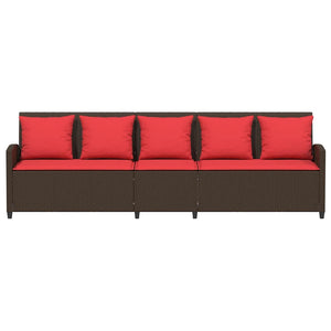 5-Sitzer Gartensofa Braun Poly Rattan mit Kissen