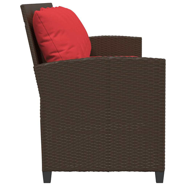 5-Sitzer Gartensofa Braun Poly Rattan mit Kissen