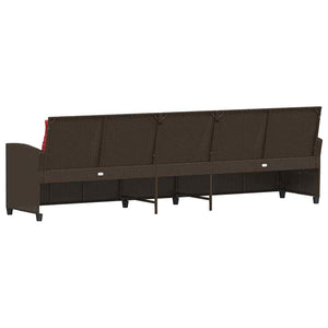 5-Sitzer Gartensofa Braun Poly Rattan mit Kissen