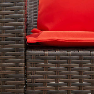5-Sitzer Gartensofa Braun Poly Rattan mit Kissen