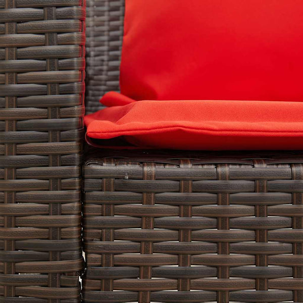 5-Sitzer Gartensofa Braun Poly Rattan mit Kissen