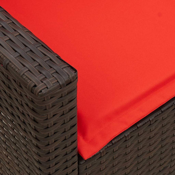5-Sitzer Gartensofa Braun Poly Rattan mit Kissen