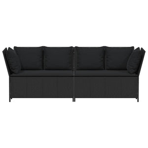 Gartensofa mit Kissen Schwarz Poly Rattan
