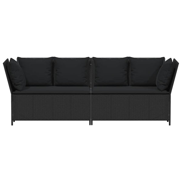 Gartensofa mit Kissen Schwarz Poly Rattan