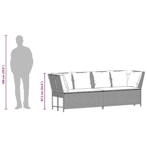 Gartensofa mit Kissen Schwarz Poly Rattan
